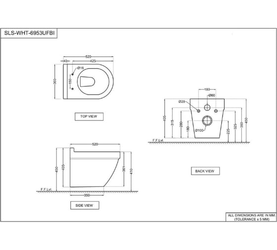 Подвесной безободковый унитаз Jaquar Solo с сиденьем slim 00062622 SLS-WHT-6953BIUFSM