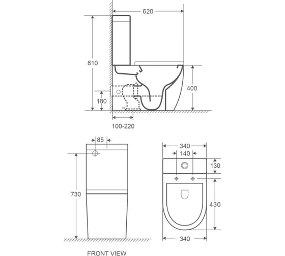 Напольный унитаз Azario размер 620x340x810 мм., безободковый AZ-2128 00062409