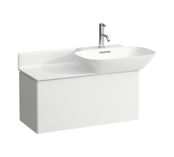 Раковина Laufen INO с полочкой слева 900х360/450мм, SaphirKeramik, цвет белый 00036223 8.1330.1.000.104.1