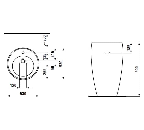 Alessi one раковина с пьедесталом 52x53 см свободностоящая с отв для смесителя покрытие lcc