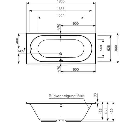 Ванна Mauersberger Ausana 1800x800x435 цвет-белый 1018000301