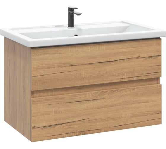 Тумба с раковиной в ванную RUVANN DREVA 70 + Фостер 70 подвесная Т.DREVA.Д-70П-KIT-FOS