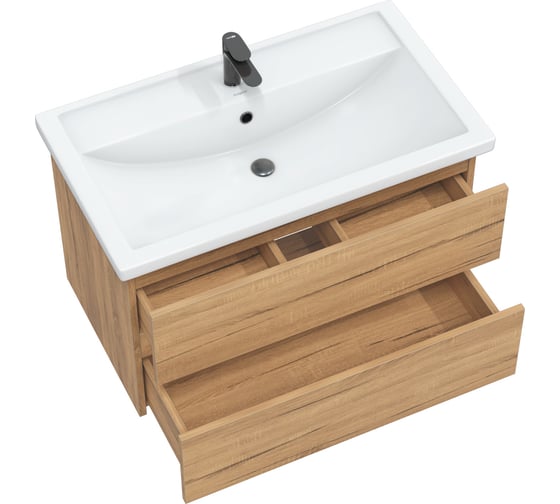Тумба с раковиной в ванную RUVANN DREVA 70 + Фостер 70 подвесная Т.DREVA.Д-70П-KIT-FOS