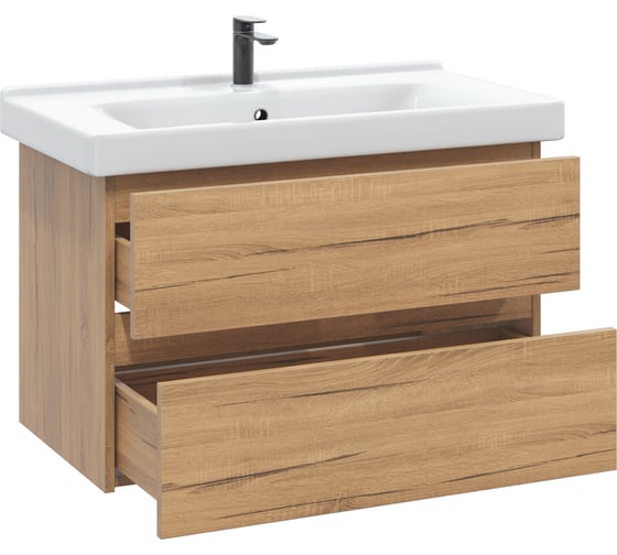 Тумба с раковиной в ванную RUVANN DREVA 70 + Миранда 70 подвесная Т.DREVA.Д-70П-KIT-MIR