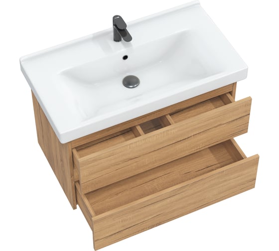 Тумба с раковиной в ванную RUVANN DREVA 70 + Миранда 70 подвесная Т.DREVA.Д-70П-KIT-MIR
