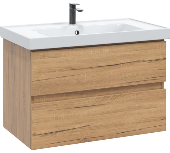 Тумба с раковиной в ванную RUVANN DREVA 70 + Грейс 70 подвесная Т.DREVA.Д-70П-KIT-GRE