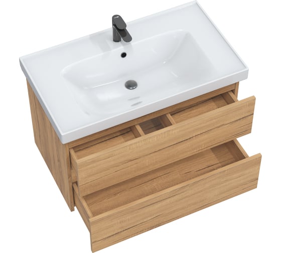 Тумба с раковиной в ванную RUVANN DREVA 70 + Грейс 70 подвесная Т.DREVA.Д-70П-KIT-GRE