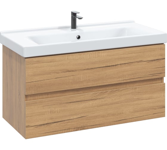 Тумба с раковиной в ванную RUVANN DREVA 100 + Миранда 100 подвесная Т.DREVA.Д-100П-KIT-MIR