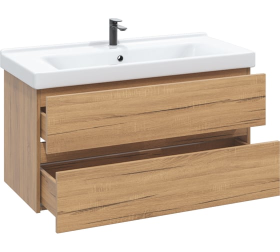 Тумба с раковиной в ванную RUVANN DREVA 100 + Миранда 100 подвесная Т.DREVA.Д-100П-KIT-MIR
