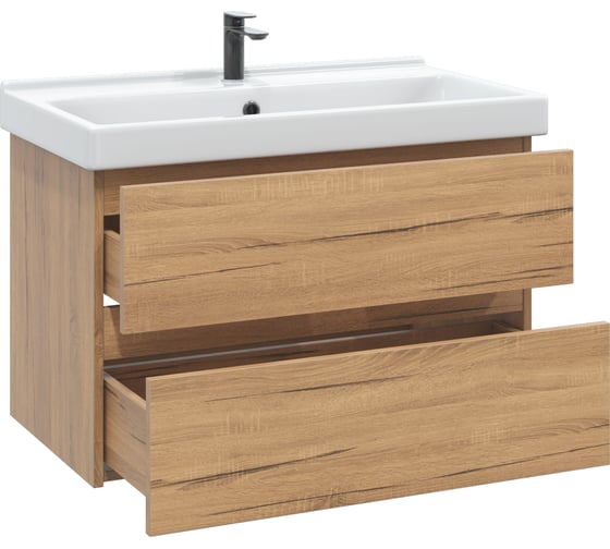 Тумба с раковиной в ванную RUVANN DREVA 80 + Фест 80 подвесная Т.DREVA.Д-80П-KIT-FES