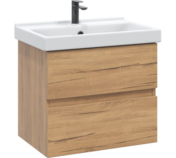 Тумба с раковиной в ванную RUVANN DREVA 50 + Фест 50 подвесная Т.DREVA.Д-50П-KIT-FES