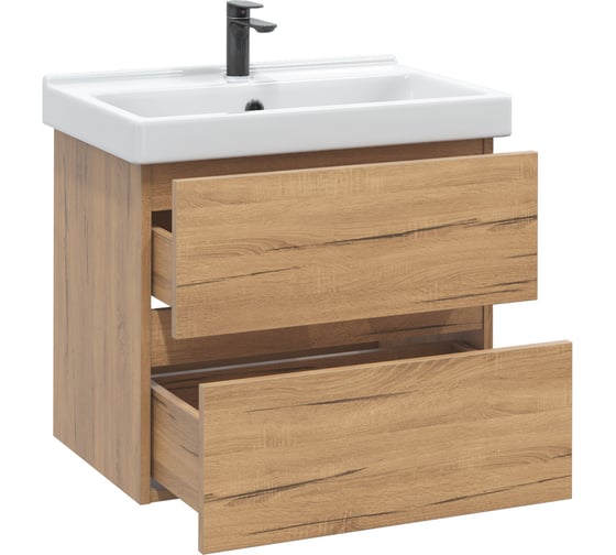 Тумба с раковиной в ванную RUVANN DREVA 50 + Фест 50 подвесная Т.DREVA.Д-50П-KIT-FES