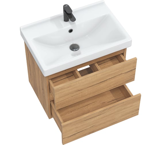 Тумба с раковиной в ванную RUVANN DREVA 50 + Фест 50 подвесная Т.DREVA.Д-50П-KIT-FES