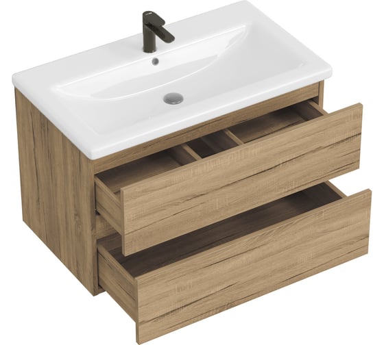 Тумба с раковиной в ванную RUVANN DREVA 70 + Como 70 подвесная Т.DREVA.Д-70П-KIT-COM