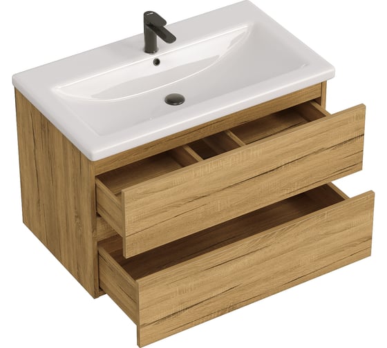 Тумба с раковиной в ванную RUVANN DREVA 70 + Como 70 подвесная Т.DREVA.Д-70П-KIT-COM