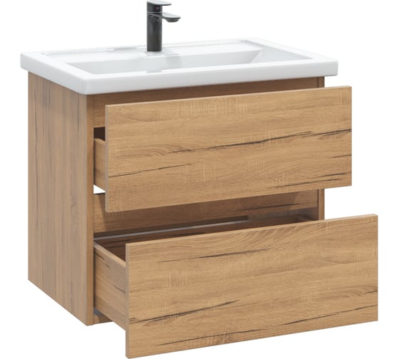 Тумба с раковиной в ванную RUVANN DREVA 60 + Фостер 60 подвесная Т.DREVA.Д-60П-KIT-FOS
