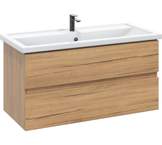 Тумба с раковиной в ванную RUVANN DREVA 100 + Фостер 100 подвесная Т.DREVA.Д-100П-KIT-FOS