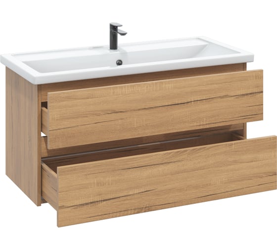 Тумба с раковиной в ванную RUVANN DREVA 100 + Фостер 100 подвесная Т.DREVA.Д-100П-KIT-FOS