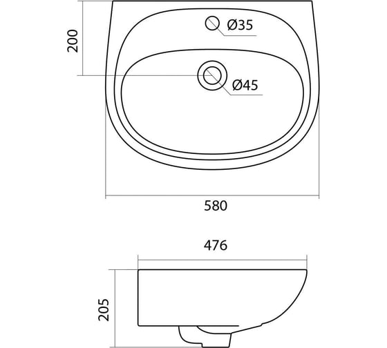 Умывальник Santek "Анимо-60" 1 отверстие 1WH110508 00012883