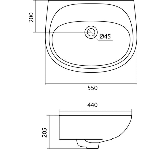 Умывальник Santek "Анимо-55" без отверстия 1WH110499 00037876