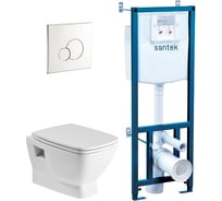Подвесной безободковый унитаз Santek Пэк Нео rimless с сиденьем, инсталляция 1WH501572 00057796