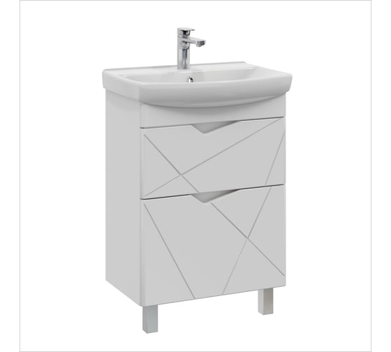 Тумба в ванную напольная с раковиной RUVANN YUTON 60 + Клермонт 60 Т.YUTON.П-60Н-KIT-KLE