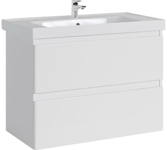 Тумба с раковиной в ванную RUVANN STELLO 90 + Грейс 90 подвесная Т.STELLO.Э-90П-KIT-GRE
