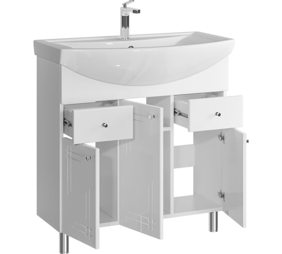 Тумба с раковиной в ванную RUVANN VASA 80 + Балтика 80 напольная Т.VASA.П-80НБ-KIT-BAL