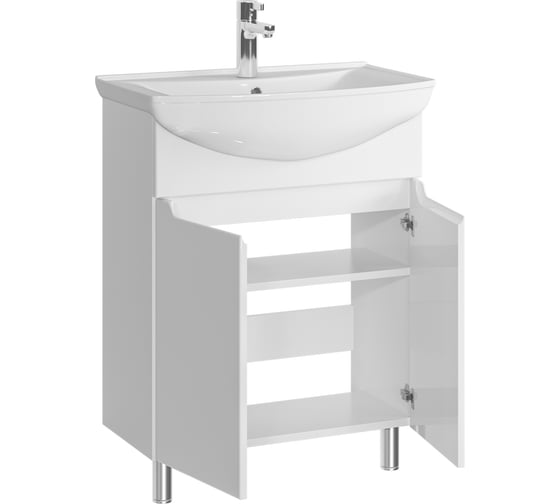 Тумба с раковиной в ванную RUVANN VERY 65 + Стиль 65 напольная Т.VERY.Э-65Н-KIT-STI