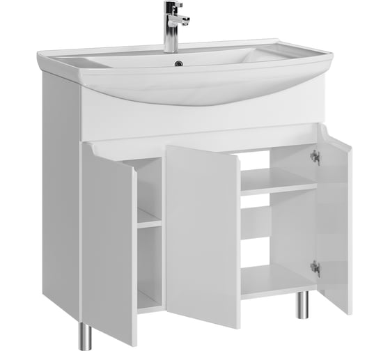 Тумба с раковиной в ванную RUVANN VERY 85 + Стиль 85 напольная Т.VERY.Э-85Н-KIT-STI