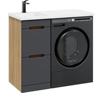 Тумба напольная с раковиной в ванную RUVANN VIRTA 40 + Даллас 100 левый, Т.VIRTA.П-40Н-KIT-DAL100L