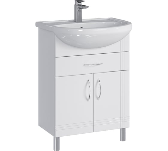 Тумба с раковиной RUVANN NEWA 60 + Уют 60 в ванную, напольная Т.NEWA.П-60Н-KIT-UYuT