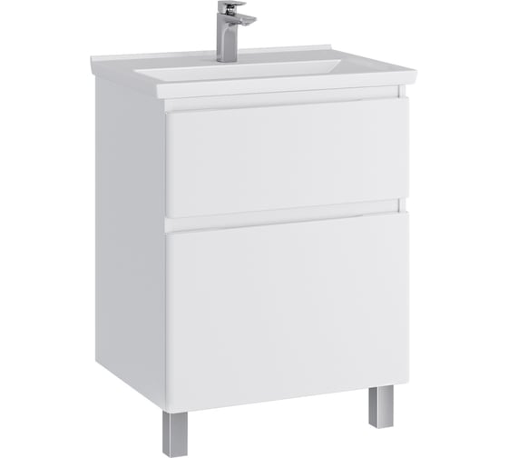 Тумба с раковиной RUVANN STELLO 60 + Миранда 60 в ванную, напольная Т.STELLO.Э-60Н-KIT-MIR