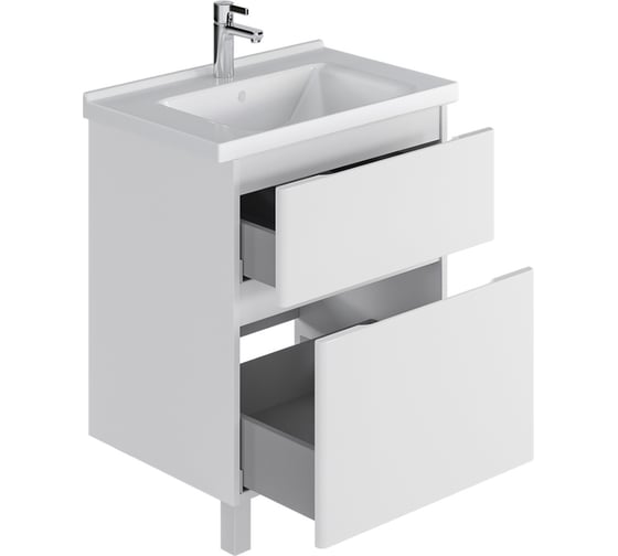 Тумба с раковиной RUVANN STELLO 60 + Миранда 60 в ванную, напольная Т.STELLO.Э-60Н-KIT-MIR