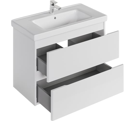 Тумба с раковиной RUVANN STELLO 80 + Гармония 80 в ванную, подвесная Т.STELLO.Э-80П-KIT-GAR