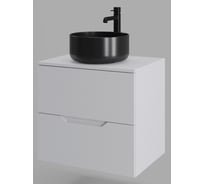Подвесная тумба с раковиной ORANGE Line 60 см, белый/черный Li-60TuwMDF+B07-345B