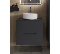 Подвесная тумба с раковиной ORANGE Line 60 см, графит/белый Li-60TugMDF+B09-360W