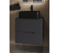 Подвесная тумба с раковиной ORANGE Line 60 см, графит/черный Li-60TugMDF+B02-460MB