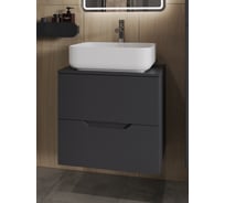 Подвесная тумба с раковиной ORANGE Line 60 см, графит/белый Li-60TugMDF+B05-500W