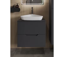 Подвесная тумба с раковиной ORANGE Line 60 см, графит/белый Li-60TugMDF+B07-500W