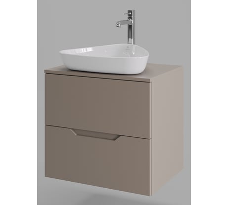 Подвесная тумба с раковиной ORANGE Line 60 см, латте/белый Li-60TuLMDF+B07-500W