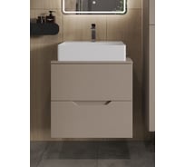 Подвесная тумба с раковиной ORANGE Line 60 см, латте/белый Li-60TuLMDF+B04-500W