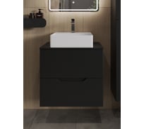 Подвесная тумба с раковиной ORANGE Line 60 см, черный/белый Li-60TubMDF+B04-405W