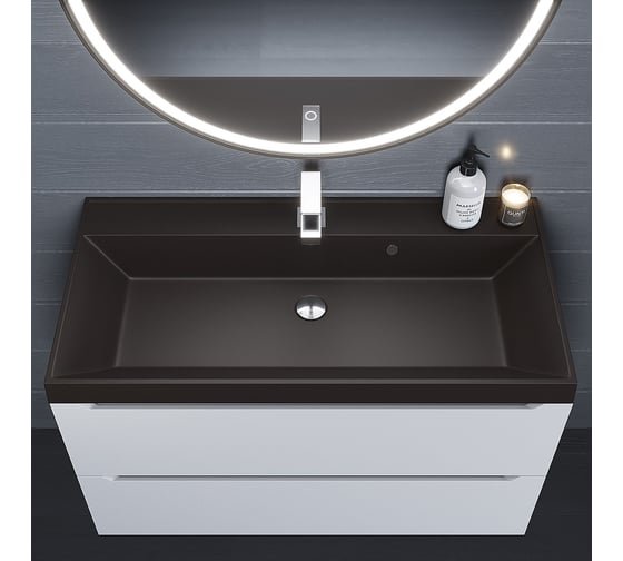 Раковина кварцевая для ванной uperwood Classic Quartz 100 см, коричневая матовая, трюфель 293020639