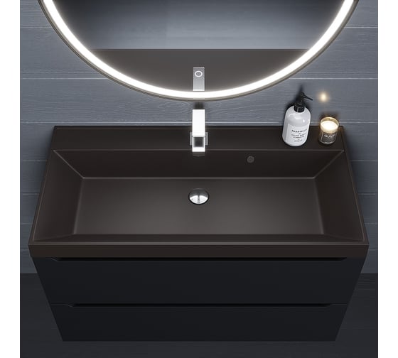 Раковина кварцевая для ванной uperwood Classic Quartz 100 см, коричневая матовая, трюфель 293020639
