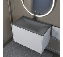 Раковина кварцевая для ванной uperwood Elen Quartz_80 см, прямоугольная, серая матовая, серый шелк 297000021