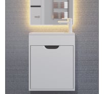 Тумба с раковиной для ванной uperwood Modul 50 см, подвесная, матовая, белая/графит 393020555