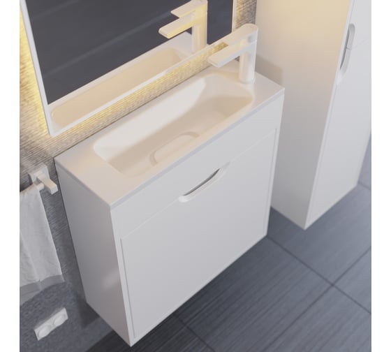 Тумба с раковиной для ванной uperwood Modul 60 см, подвесная, матовая, белая 393020556