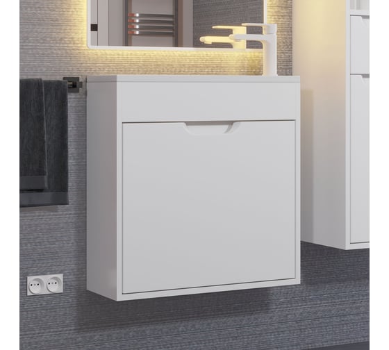 Тумба с раковиной для ванной uperwood Modul 60 см, подвесная, матовая, белая 393020556