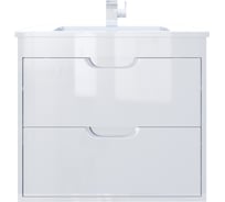 Тумба с раковиной для ванной uperwood Modul 65 см, подвесная, глянцевая, белая 393020558